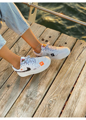 КРОССОВКИ ЖЕНСКИЕ NIKE AIR FORCE 1 LOW JUST DO IT WHITE 1 НАЙК АИР ФОРС 1 ПРЕМИУМ No Brand белые демисезоны (367177016)