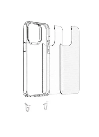 Чехол TPU Накладка для Apple iPhone 15 6.1" Прозрачный с Ремешками Светло-розовый No Brand (403018446)