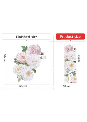Виниловые наклейки на стену Пионы розовые с белым (лист 30 х 90 см) Б53-16 No Brand (302243068)