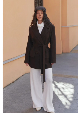 Коричневое демисезонное Коричневое двубортное пальто Seventeen