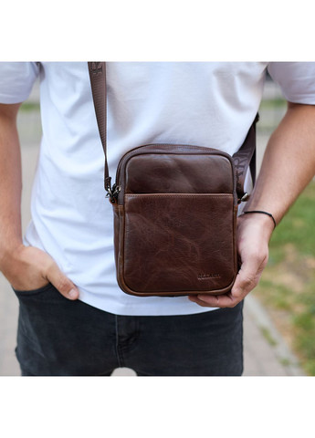Мужской мессенджер через плечо 20х16х6, сумка планшетка для города, барсетка для телефона, коричневая No Brand (362000587)