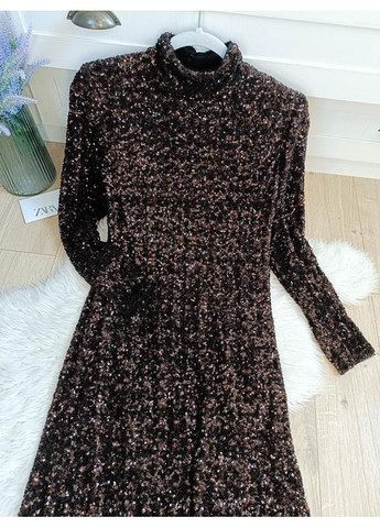 Коричнева довга сукня zw collection із блискітками Zara