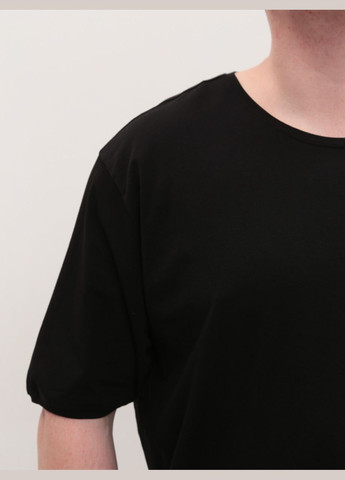 Чорна футболка чоловіча чорна однотонна у великих розмірах з коротким рукавом Jean Piere Пряма