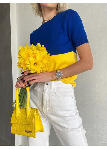 Женская вязаная желто-голубая футболка UKRAINA (mil493) milirud - (371191355)