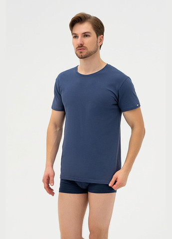 Синяя футболка мужская new джинсовый 202 с коротким рукавом Cornette