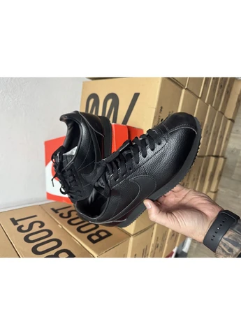 Черные летние кроссовки nike cortez black leather найк кортез No Brand
