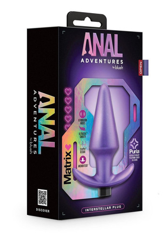 Анальная пробка с вибрацией Anal Adventures, силиконовая, фиолетовая, 12.7 х 3.8 см Blush (294181593)