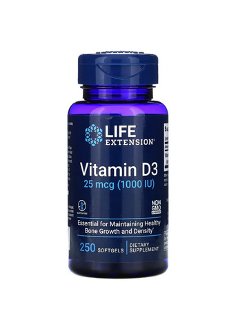 Вітаміни та мінерали Vitamin D3 1000 IU, 250 капсул Life Extension (315874118)