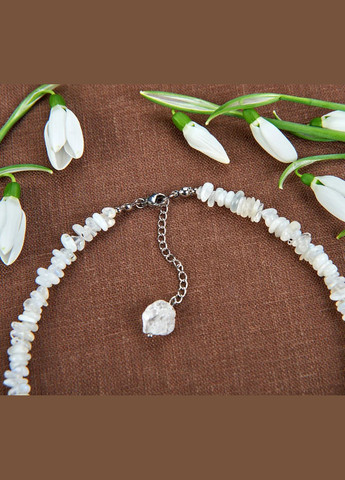 Чокер натуральний Адуляр, Гірський Кришталь, Перли сірий рис, фур-ра нержавіюча сталь d-8х3мм+- L-39-44см No Brand перли (прісноводні), горний кришталь, місячний камінь, кришталь нержавіюча сталь, натуральний камінь родій (324836276)