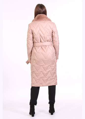 Плащ зимовий міді жіночий 935 плащівка хутро бежевий Актуаль на кнопках (305782255)