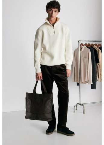 Білий зимовий чоловічий светр з верхньою блискавкою regular fit н&м (57877) м білий H&M