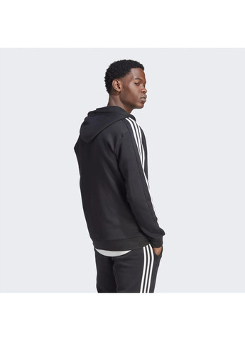 Женская толстовка Essentials Fleece 3-Stripes Full-Zip Hoodie Black IB4029 adidas (364836728)