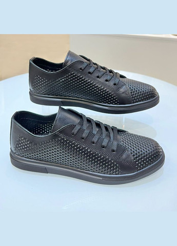 Черные кеды женские кожаные черные с перфорацией. Fashion