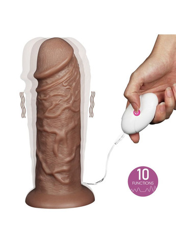 Реалистичный вибратор - King-Sized Realistic Chubby Vibrating Dildo 10.5" Brown Lovetoy (322185274)