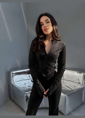 М'який велюровий костюм штани + кофта на весну, костюм з високою посадкою, костюм з... No Brand (329890467)