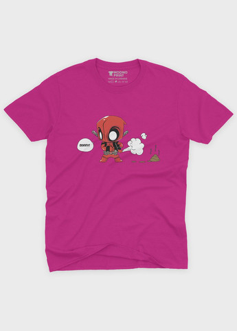 Рожева демісезонна футболка для дівчинки з принтом антигероя - дедпул (ts001-1-fuxj-006-015-032-g) Modno