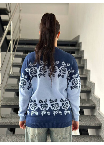 Синий демисезонный свитер вязанный теплый LeVi