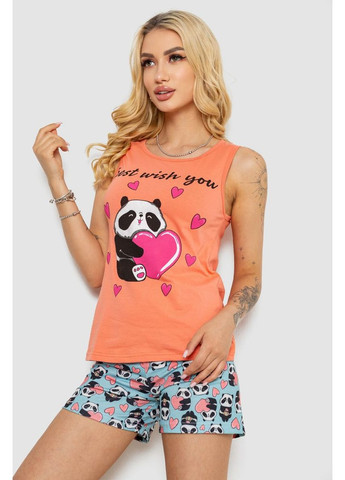Оранжевая всесезон пижама женская с принтом, 243r24493 Polkan