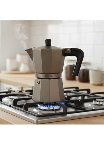 Гейзерна кавоварка алюмінієва коричнева 3 чашки MR-1666-6-BROWN Maestro (369728234)
