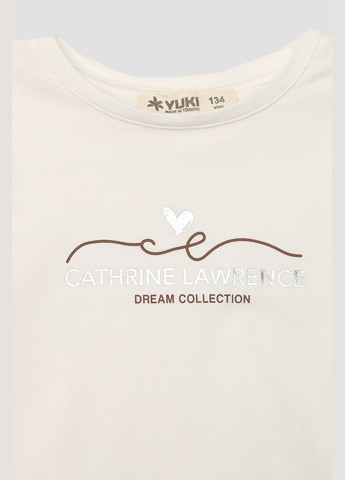 Молочная летняя футболка с коротким рукавом для девочки цвет молочный cb-00274775 Yuki