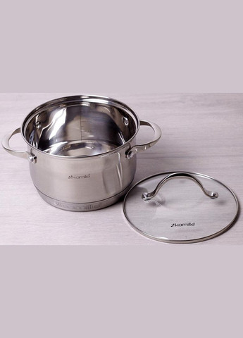 Кастрюля Mystery 6.5л со стеклянной крышкой, 7-слойное дно Kamille (330018343)