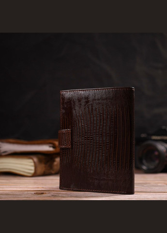 Оригінальне вертикальне чоловіче портмоне середнього розміру з натуральної шкіри з тисненням 21734 Коричневе Canpellini (331908184)