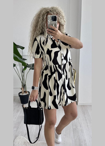 Білий повсякденний, кежуал жіноча сукня а-силует Style Point з абстрактним візерунком