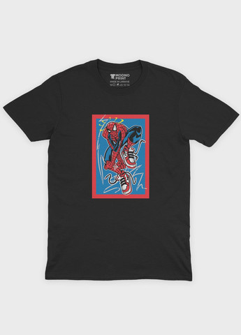 Черная демисезонная футболка для девочки с принтом супергероя - человек-паук (ts001-1-gl-006-014-067-g) Modno