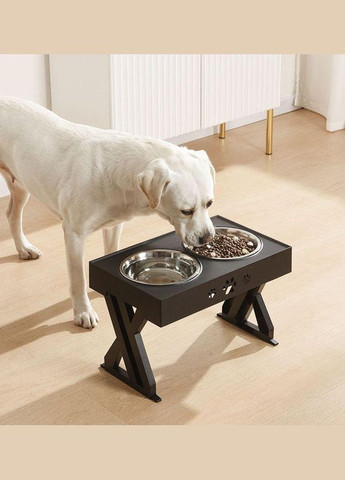 Двойная миска для собак 2 х 1.3L на подставке с регулируемой высотой, Черный Els Pet (299915461)
