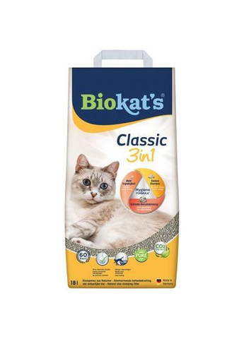 Наполнитель Biokats Classic 3in1 для кошачьего туалета, бентонитовый, 18 л Biokat's (361267848)