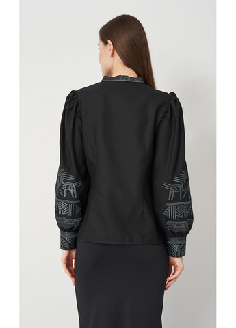 Чорна блуза жіноча з вишивкою vishivano4ka 545-5 візерунок орнамент домоткане полотно (371886608)