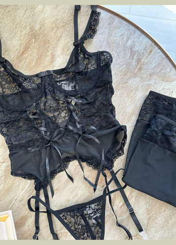 Чорний комплект еротичний нижньої білизни Domino