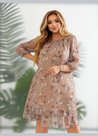 Пудровое джинсовое платье женское леди совершенство летнее sf-459 пудровый, 50 Sofia с рисунком