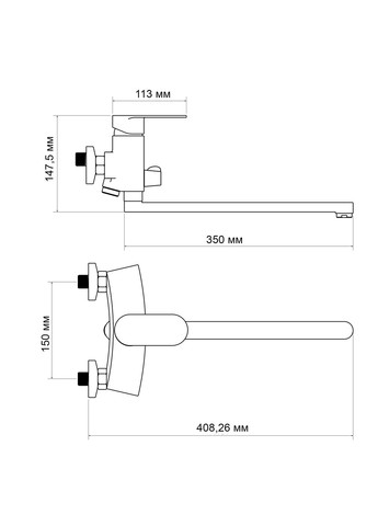 Смеситель для ванны Tani с поворотным изливом (с душевым гарнитуром) (k40) LDTAN005CRM44962 Chrome LIDZ 005 (323485900)