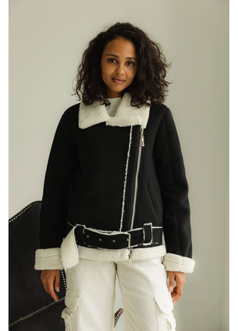 Черная демисезонная косуха-авиатор 2090.5498 Seventeen