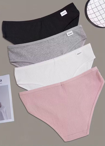 Набір жіночих трусиків сліпів в рубчик середня посадка базовий комплект 4 штуки FitFiesta (362561803)