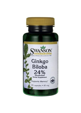 Гінкго Білоба екстрат, Ginkgo Biloba Extract,, 60 мг, 120 капсул Swanson (364311195)