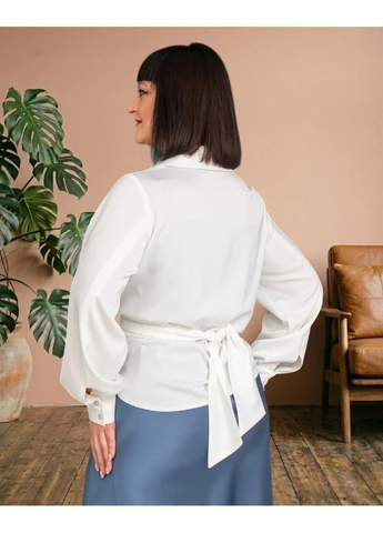 Молочная блузка женская атлас молочный 54 Alenka Plus