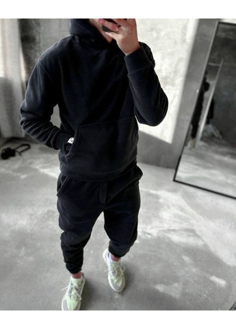 Черный костюм двухсторонний полар флис очень теплый брюки и кофта Україна