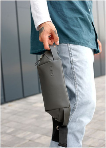 Чоловіча сумка бананка на пояс з екошкіри Графітова (849036414) Sambag (360965810)