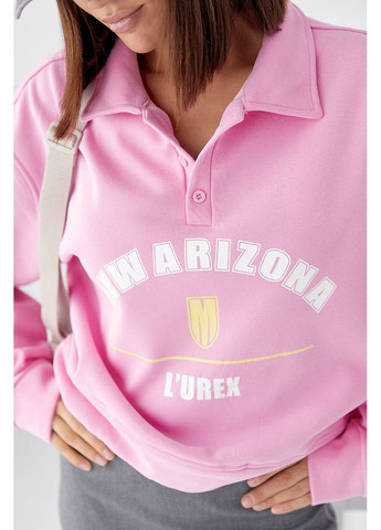 Розовый утепленный свитшот-поло с пуговицами - желтый цвет Lurex (353306140)