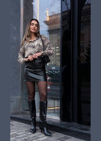 Бежевая кэжуал рубашка леопардовый Canvas с длинным рукавом