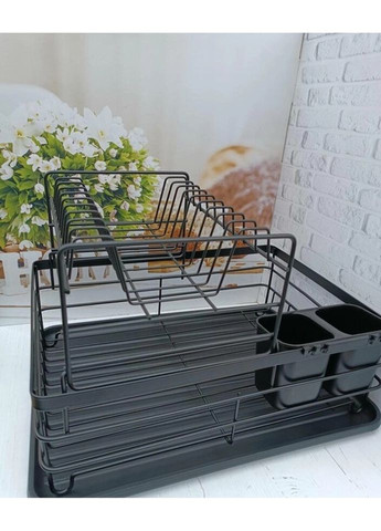 Сушарка для посуду KM-0757 43х16х32.5 см чорна Kamille (324824787)
