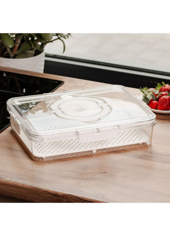 Контейнер для їжі з ручкою 2,5 л бежевий пластиковий ланч-бокс для зберігання продуктів та їжі ProDobro (364192102)