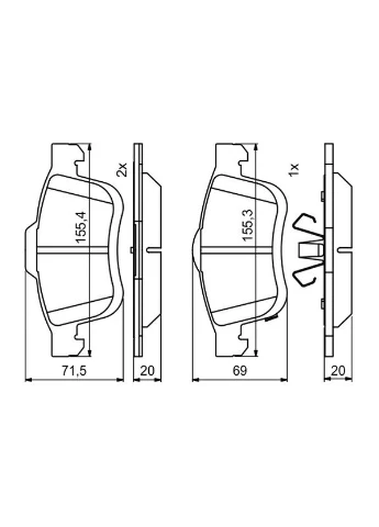 Колодки тормозные дисковые ПЕРЕДН FIAT 500L (351_, 352_) 1.4 2012.09- BO 0986494801 Bosch (354336856)