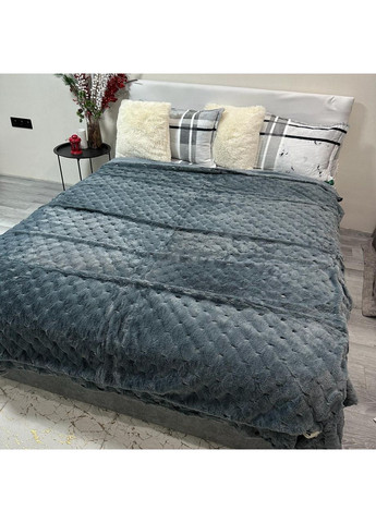 Стильне покривало графітового кольору "Luxury Fur" з 3D-Ворсом, Євро 200х230 см– миттєвий затишок та стиль! No Brand (368565103)