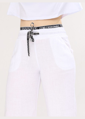 Штани жіночі білі лляні палаццо великий розмір Estensivo Палаццо (293956586)
