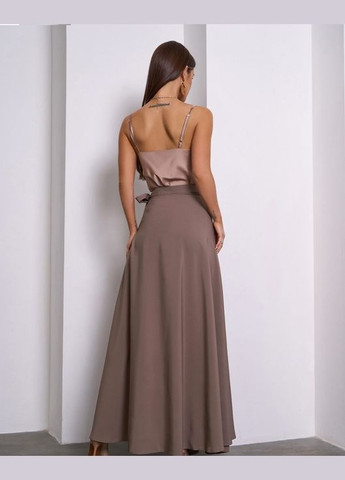 Коричневая повседневная однотонная юбки ISSA PLUS на запах