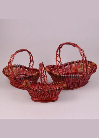 Комплект терракотовых корзин из лозы 3 шт. 38953 Flora (320664051)