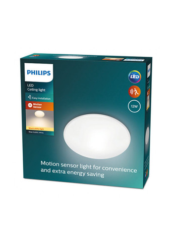 Потолочный LED светильник с датчиками сумерек и движения 26,6х26,6 см белый Philips (324832958)